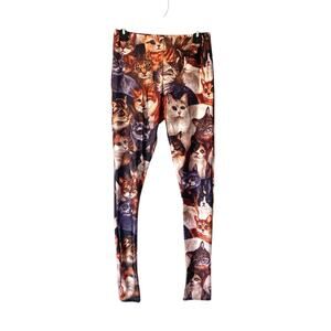 1991 INC Soft Creamy Cat Collage Stretch Leggings size large Cat Lady